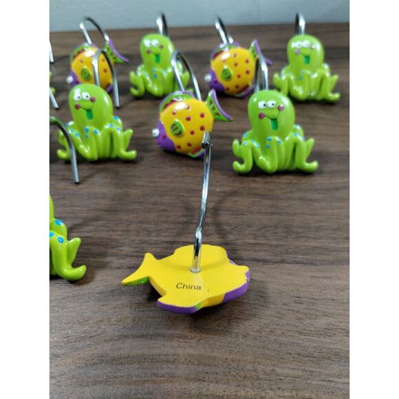 Ocean Octopus & Fish Shower Curtain Hooks 11 Bathroom Decor - Picture 4 of 5